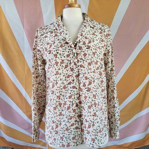 Flower Print Button Down Blouse